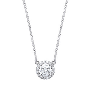 925 Sterling Silver Necklace With CZ Round Fancy Pendant