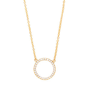 Gold Plasted CZ Disc Pendant Necklace