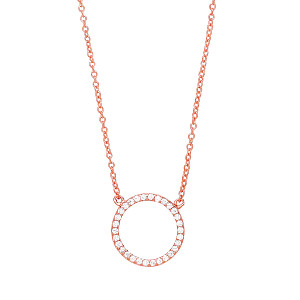 Rose Gold Plated CZ Disc Pendant Necklace