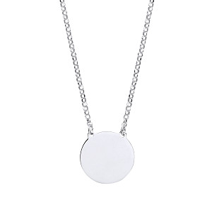 Silver Round Engravable Disc Pendant Necklace