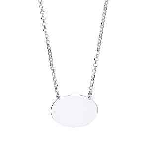 Silver Oval Engravable Disc Pendant Necklace