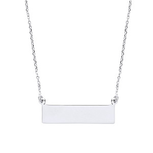 Silver Engravable Bar Pendant Necklace