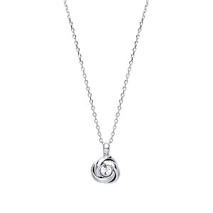 Silver CZ Knot Pendant Necklace