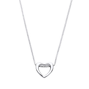 925 Sterling Silver Fancy Necklace With 925 Sterling Silver Polished Heart Pendant