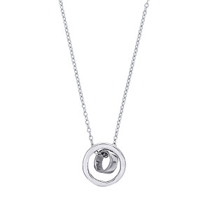 925 Sterling Silver Double Circle Pendant With Chain