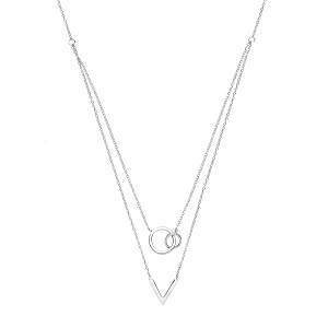 925 Sterling Silver Double Chain With Double Circle & Arrow Pendant