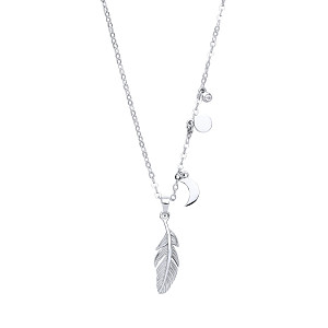 925 Sterling Silver Fancy Necklace With Leaf Charm