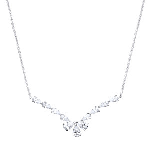 925 Sterling Silver CZ Tear Drop Fancy Necklace