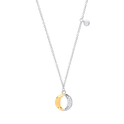 925 Sterling Silver & Gold Plated CZ Interlocking Circle Pendant & Chain