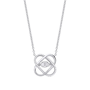 Rose Gold Plated Necklace With Floating CZ Flower Pendant