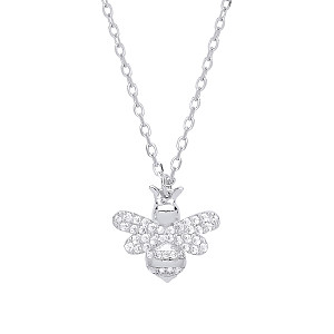 925 Sterling Silver CZ Bumble Bee Pendant Necklace