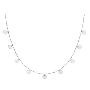 925 Sterling Silver Double Necklace With Plain Disc Charms