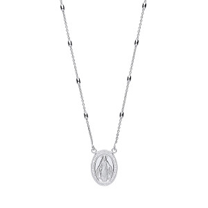 925 Sterling Silver Bead Necklace With St Christopher