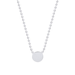 925 Sterling Silver Bead Necklace With Polished Disk Pendant
