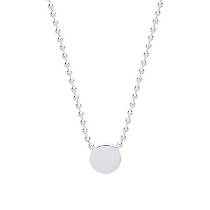 925 Sterling Silver Bead Necklace With Polished Disk Pendant