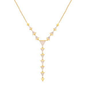 Gold Plated CZ Multiple Triangles Fancy Drop Necklace