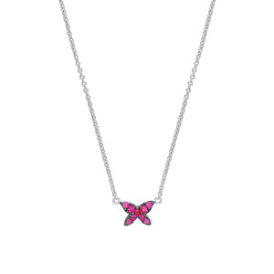 925 Sterling Silver Ruby Butterfly Pendant Necklace