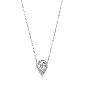 Silver CZ Cone Pendant Necklace