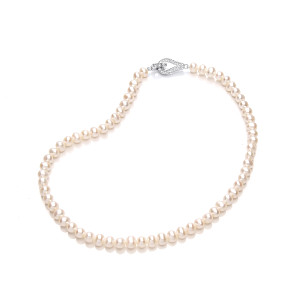 Silver CZ & Fresh Water Pearl 16
