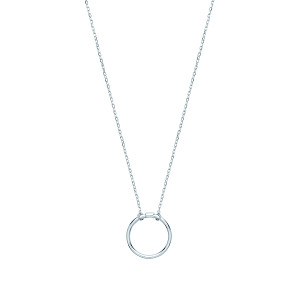 Silver Circle Pendant Necklace With Spring Open For Charms