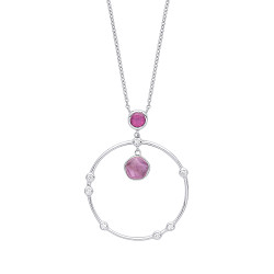 925 Sterling Silver Amethyst, Rhodolite & CZ Fancy Necklace
