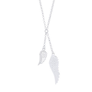 925 Sterling Silver Large Angel Wings Pendant Necklace