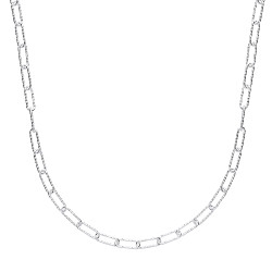 925 Sterling Silver Barked Link Fancy Necklace