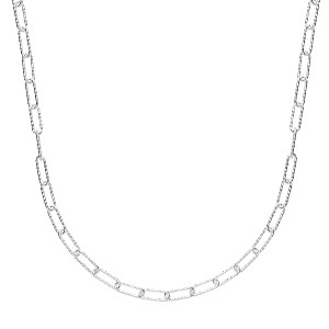 925 Sterling Silver Barked Link Fancy Necklace