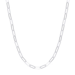 925 Sterling Silver Hollow Rectangle Paper Clip Fancy Necklace