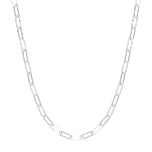 925 Sterling Silver Hollow Rectangle Paper Clip Fancy Necklace