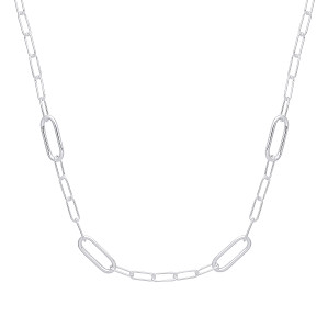925 Sterling Silver Hollow Rounded Rectangle Link Fancy Necklace