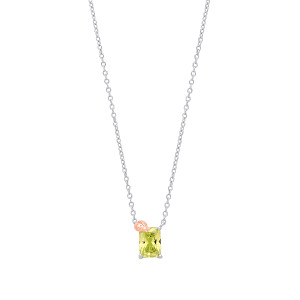 925 Sterling Silver Rhodium Plated Green Quartz Ladybug Pendant Necklace