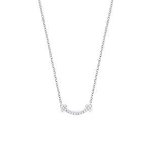 925 Sterling Silver Rhodium Plated CZ Smile Pendant Necklace