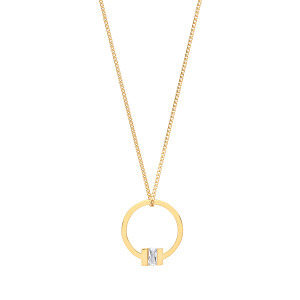 Gold Plated Circle CZ Pendant Necklace