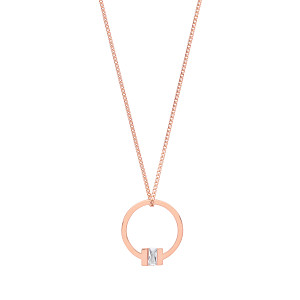 Rose Gold Plated Circle CZ Pendant Necklace
