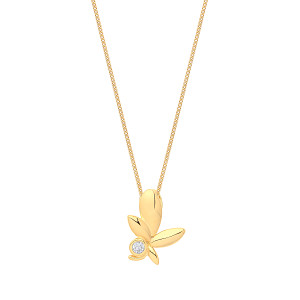 Gold Plated CZ Olive Leaf Pendant Necklace