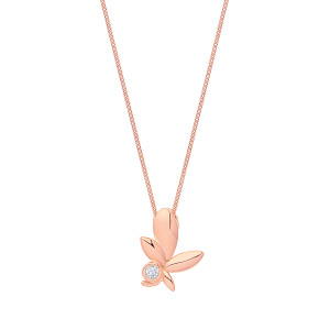 Rose Gold Plated CZ Olive Leaf Pendant Necklace