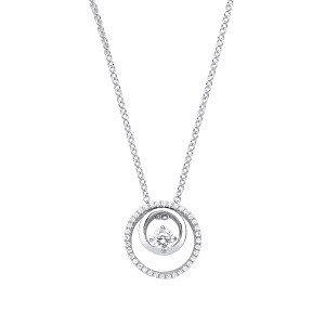 Silver CZ Fancy Circle Pendant Necklace