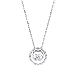 Silver CZ Fancy Circle Pendant Necklace