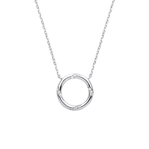 Silver Necklace With CZ Polo Circle Charm