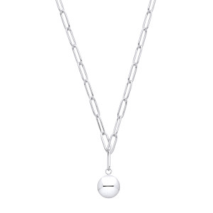 Silver Paper Link Chain With Ball Pendant