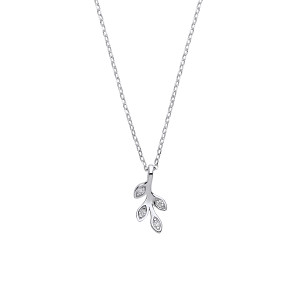 Silver Necklace With Leaf Drop Pendant