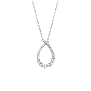 Silver CZ Fancy Pendant Necklace