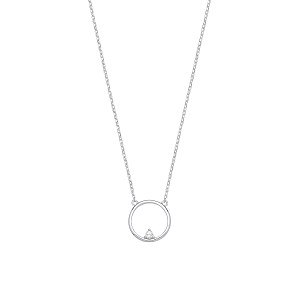 Silver CZ Circle Pendant Necklace