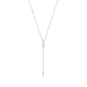 Silver CZ Bar Pendant Necklace