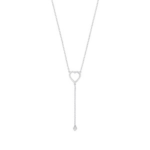 Silver CZ Heart Pendant Necklace