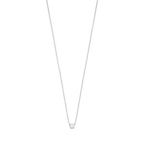 Silver CZ Single Stone Pendant Necklace