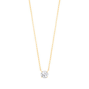 Gold Plated Necklace With 8mm CZ Round Pendant