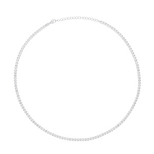 Silver Half-Bezel CZ Ladies Tennis Necklace
