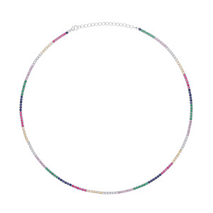 Silver Rubover Multicolour CZ Ladies Tennis Necklace